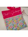 Pochette livre en velours framboise et liberty fluo