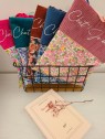 Pochette livre en velours framboise et liberty fluo