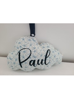 Veilleuse LED nuage en coton origami bleu, personnalisable