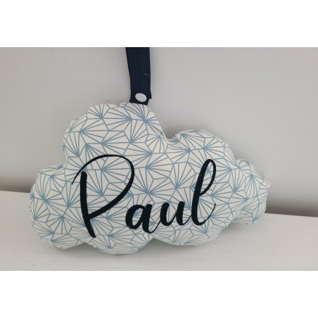 Veilleuse LED nuage en coton origami bleu, personnalisable