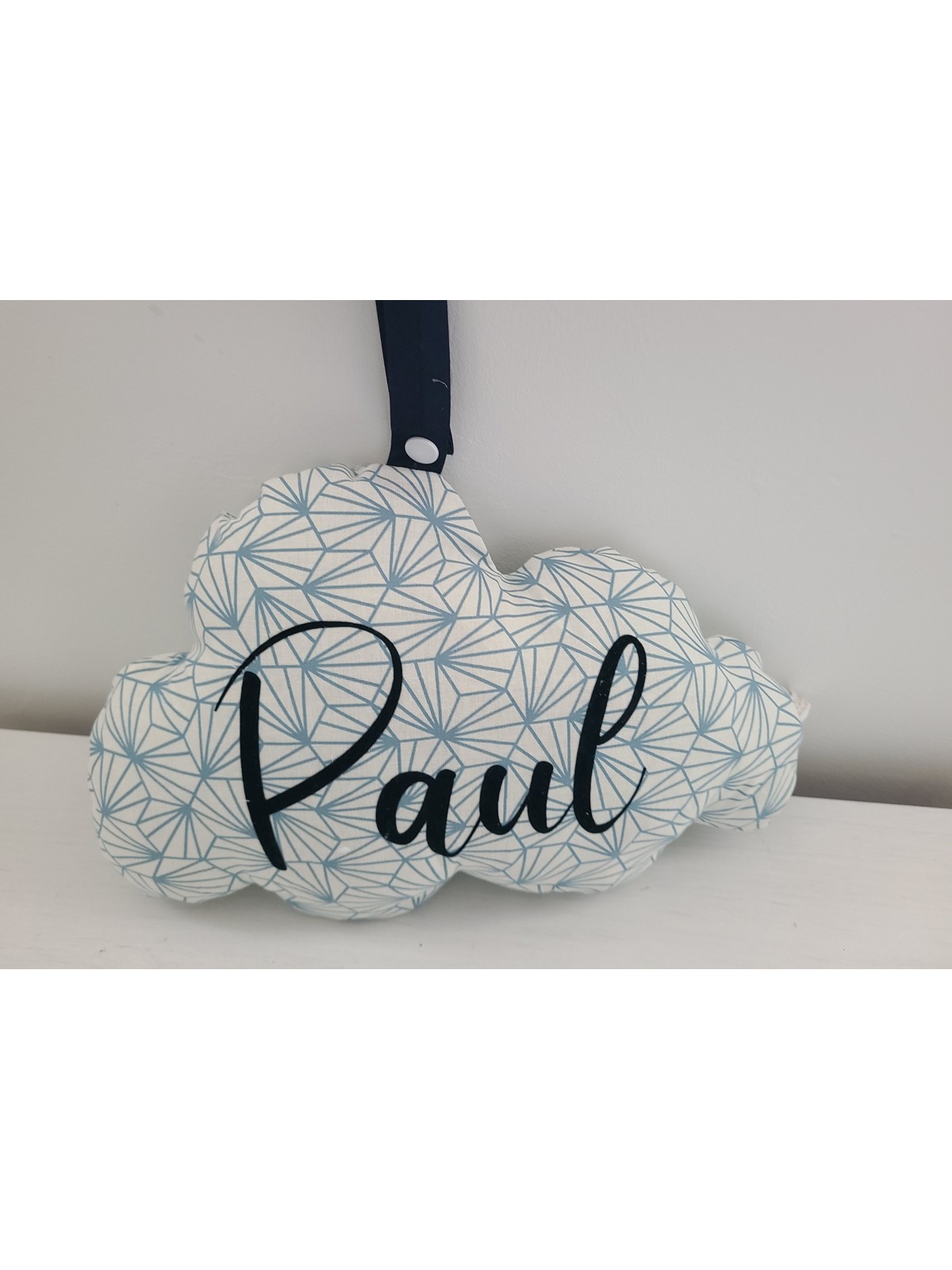 Veilleuse LED nuage en coton origami bleu, personnalisable
