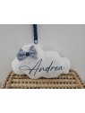 Veilleuse LED nuage en broderie anglaise et noeud liberty, personnalisable