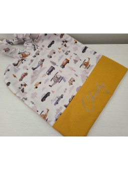 Grande serviette élastiquée et personnalisée pour maternelle en coton petits véhicules