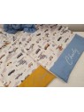 Grande serviette élastiquée et personnalisée pour maternelle en coton petits véhicules