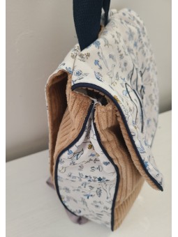 Sac à dos pour entrée en maternelle / crèche personnalisé, liberty Theo et velours
