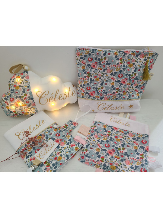 Doudou étiquettes liberty Betsy porcelaine personnalisé tout doux