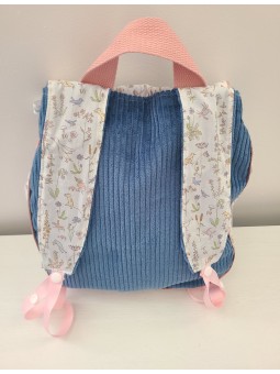 Sac à dos pour entrée en maternelle / crèche personnalisé, liberty Theo fille et velours