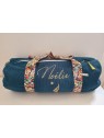 Sac bowling (sac week-end) en liberty Thorpe/ velours bleu canard, personnalisé