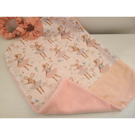 Grande serviette élastiquée petites souris pour maternelle, tissus au choix