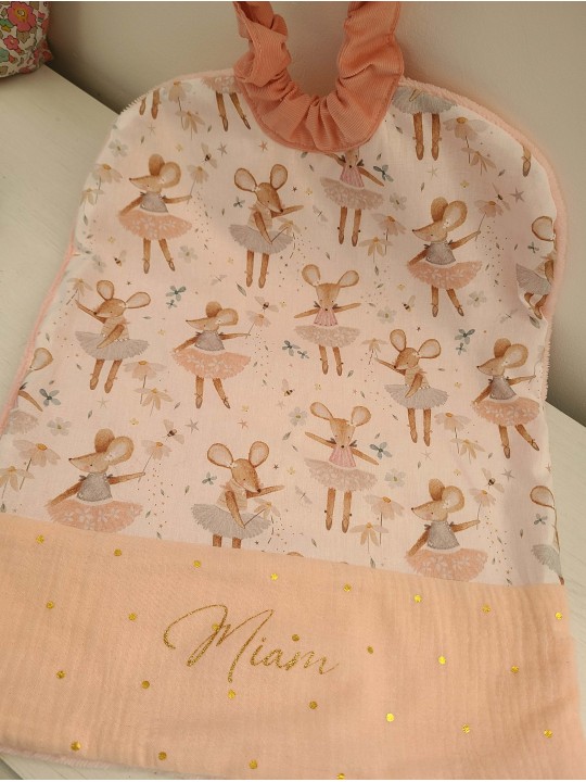 Grande serviette élastiquée petites souris pour maternelle, tissus au choix