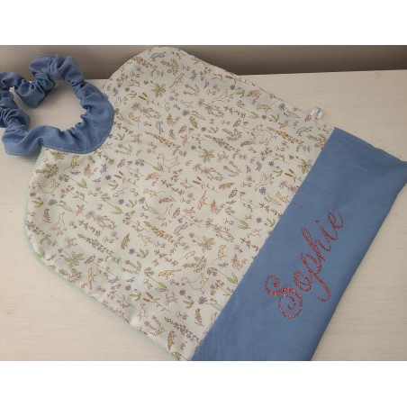 Grande serviette élastiquée liberty Theo pour maternelle ou tissus au choix