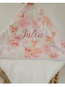 Cape de bain coton petites biches/ éponge de bambou personnalisée