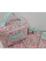 Vanity trousse de toilette personnalisable en liberty Betsy cupcake matelassé
