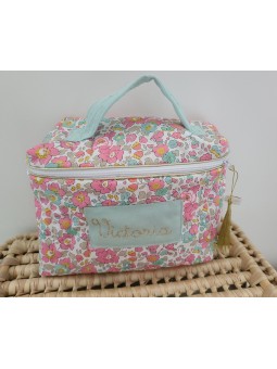 Vanity trousse de toilette personnalisable en liberty Betsy cupcake matelassé