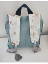 Cartable sac à dos personnalisable velours céladon thème petit Prince