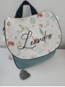 Cartable sac à dos personnalisable velours céladon thème petit Prince