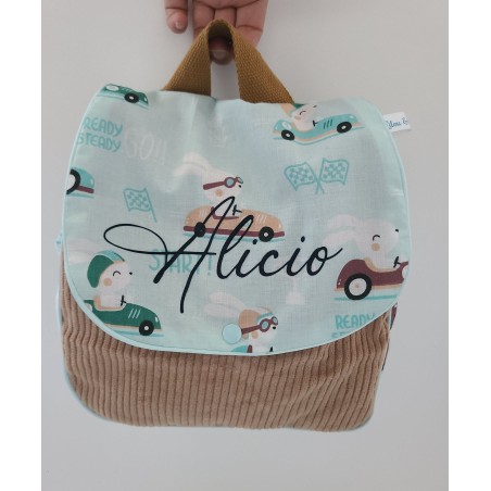 Sac à dos pour entrée en maternelle / crèche personnalisé petites voitures
