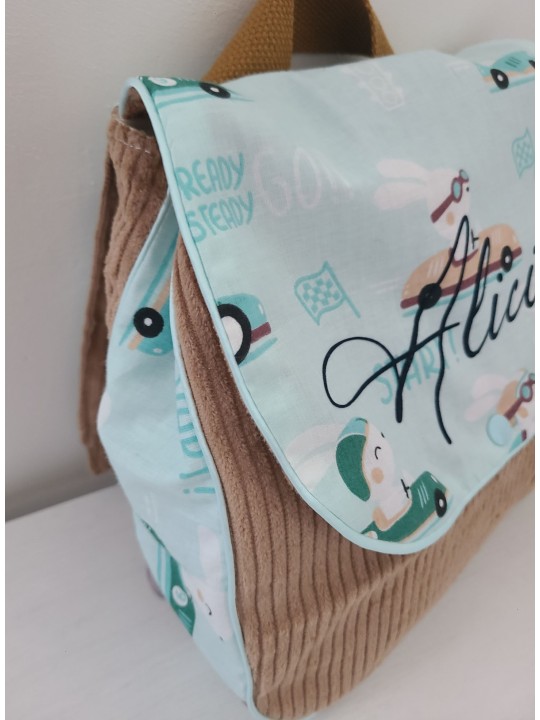 Sac à dos pour entrée en maternelle / crèche personnalisé petites voitures
