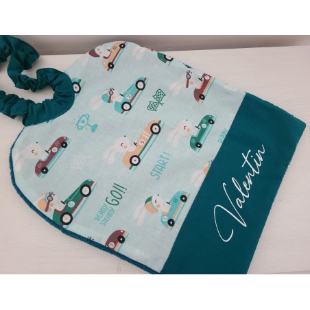 Grande serviette élastiquée petites voitures pour maternelle ou tissus au choix
