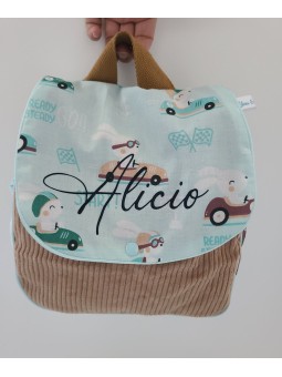 Grande serviette élastiquée petites voitures pour maternelle ou tissus au choix