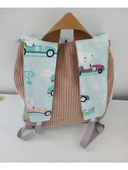 Grande serviette élastiquée petites voitures pour maternelle ou tissus au choix