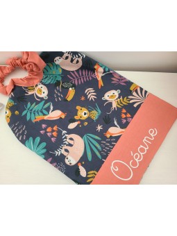 Grande serviette élastiquée animaux de la jungle pour maternelle ou tissus au choix