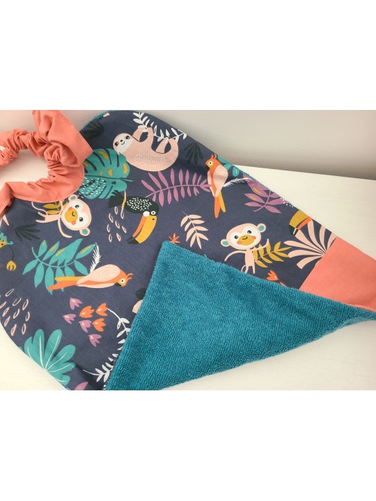 Grande serviette élastiquée animaux de la jungle pour maternelle ou tissus au choix