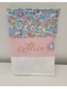 Protège carnet de santé romantique liberty Betsy, broderie anglaise et double gaze personnalisable