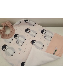 Grande serviette élastiquée et personnalisée pour maternelle, coton pingouins éponge
