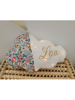 Veilleuse LED nuage personnalisable en liberty Betsy porcelaine