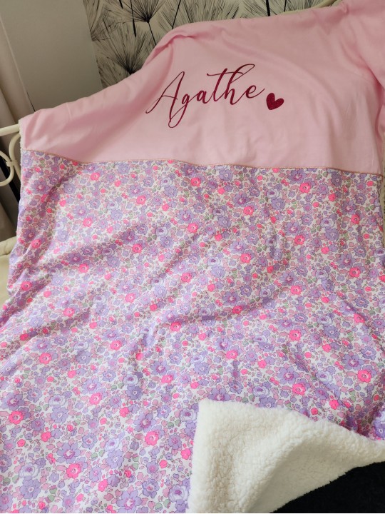 Couverture extra douce liberty Betsy neon personnalisée (cadeau naissance, baptême...)