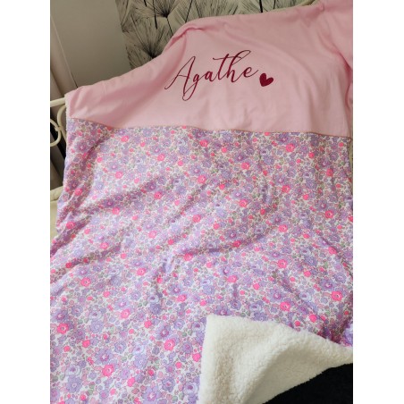 Couverture extra douce liberty Betsy neon personnalisée (cadeau naissance, baptême...)