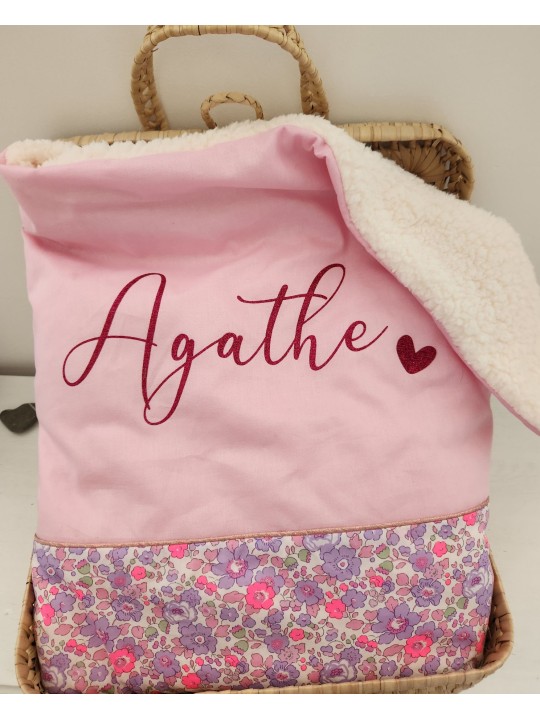 Couverture extra douce liberty Betsy neon personnalisée (cadeau naissance, baptême...)