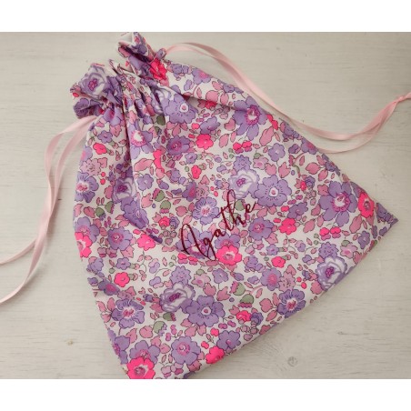 Sac pochon personnalisable pour crèche ou maternelle liberty Betsy neon