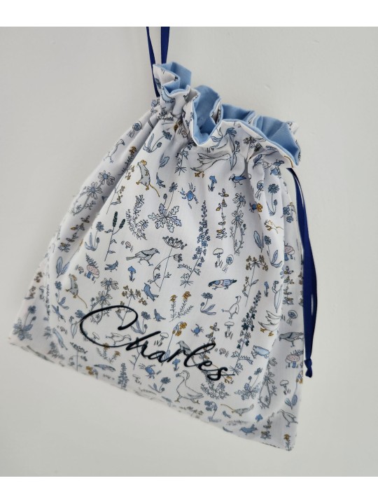 Sac pochon personnalisable pour crèche ou maternelle liberty Theo