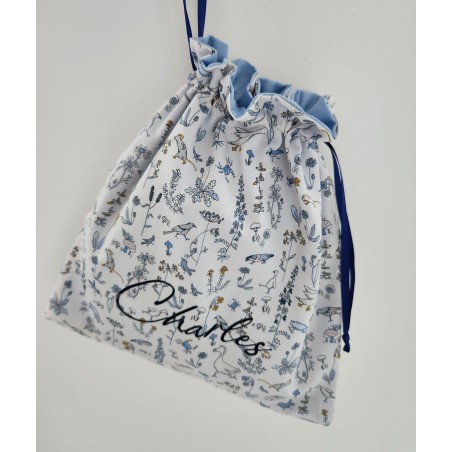 Sac pochon personnalisable pour crèche ou maternelle liberty Theo