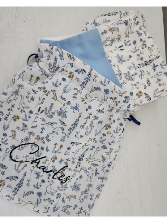 Sac pochon personnalisable pour crèche ou maternelle liberty Theo