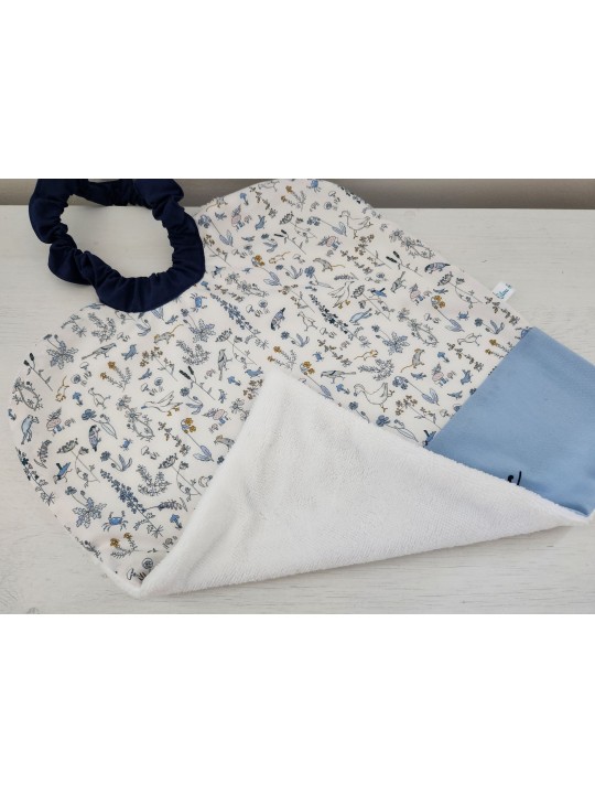 Grande serviette élastiquée liberty Theo pour maternelle ou tissus au choix