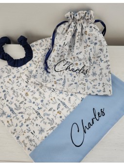 Grande serviette élastiquée liberty Theo pour maternelle ou tissus au choix