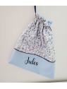 Sac pochon personnalisable pour crèche ou maternelle liberty Theo bleu