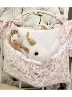 Range-pyjama ou range-doudou personnalisé double gaze fleurie