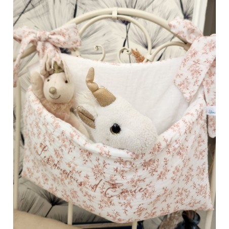 Range-pyjama ou range-doudou personnalisé double gaze fleurie