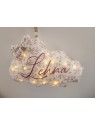 Veilleuse LED nuage personnalisable en double gaze de coton bio fleurie
