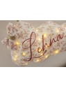 Veilleuse LED nuage personnalisable en double gaze de coton bio fleurie