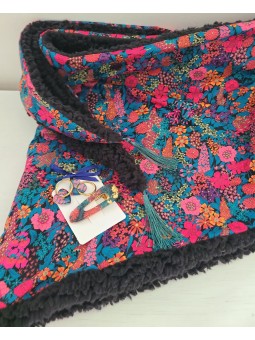 Chèche liberty Ciara et sherpa noire douce et chaude