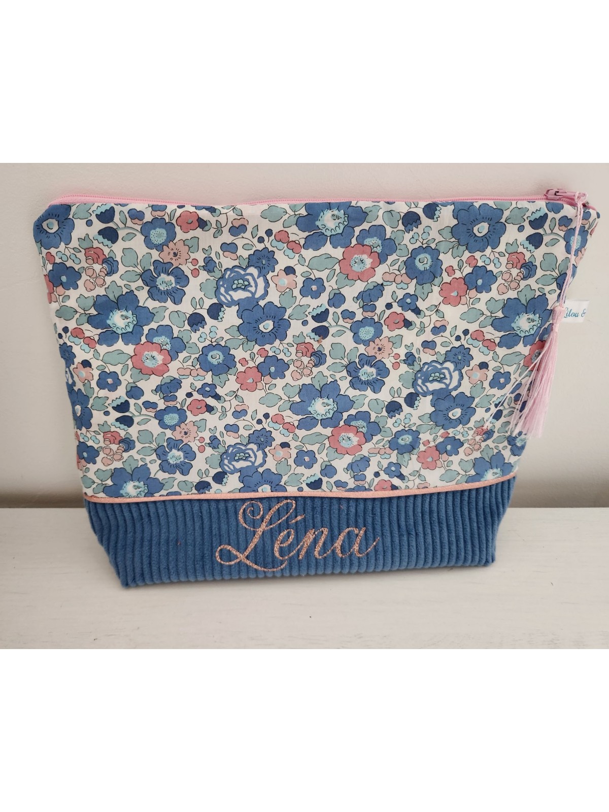 Trousse de toilette personnalisée prénom liberty Betsy asagao