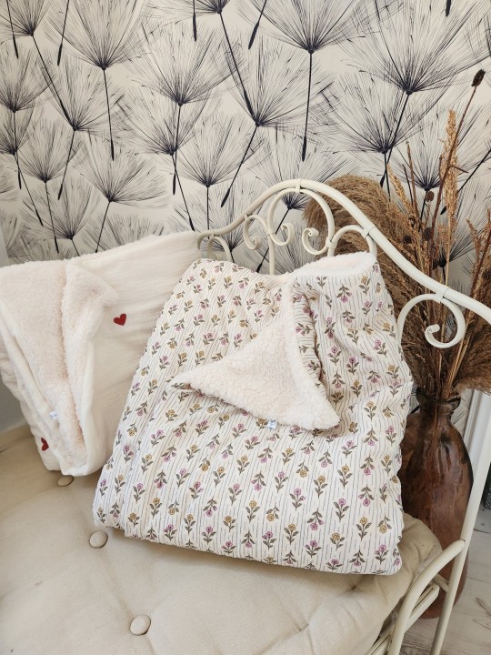 Couverture double gaze moumoute 145x155
