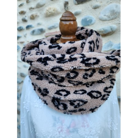 Snood double léopard moumoute extra doux et chaud