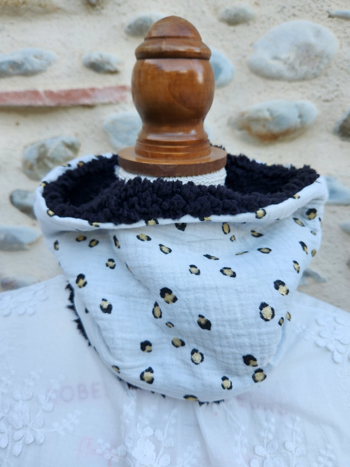 Snood double gaze léopard et moumoute extra douce et chaude