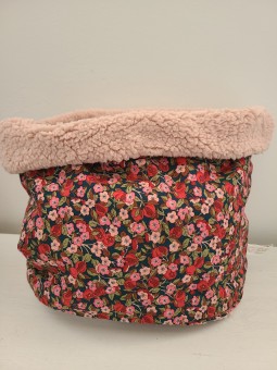 Snood enfant en liberty terracotta et rose